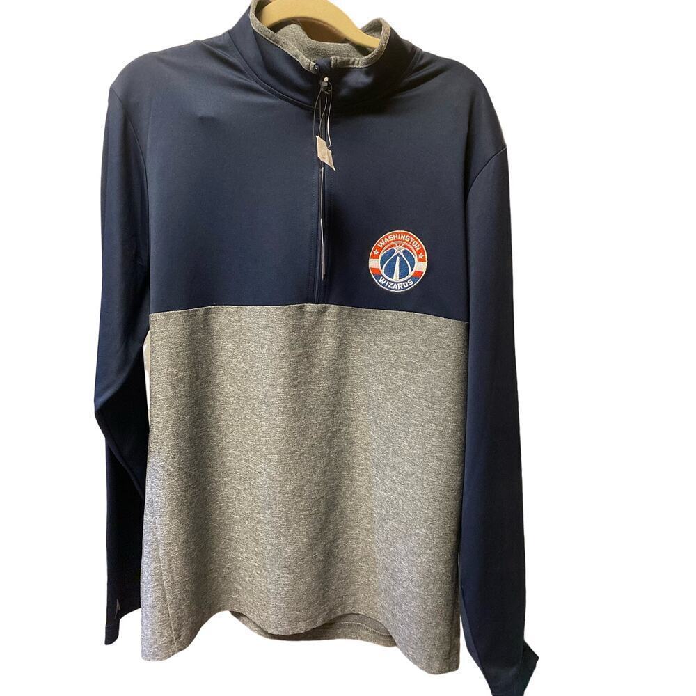 Men's Navy/Gray Washington Wizards Quarter-Zip Pullover Top Size Large